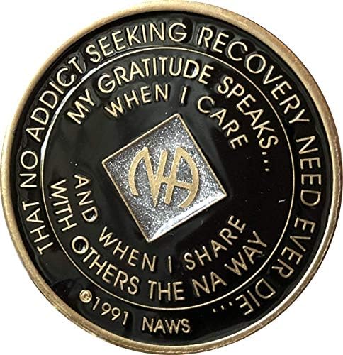 4-годишният черен блестящ сребърен медальон NA Официален чип анонимни наркомани