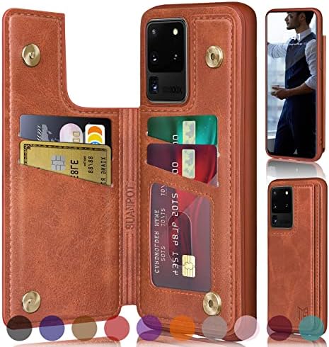 SUANPOT【RFID Заключване за Samsung Galaxy S20 Ultra Чанта-портфейл със собственик на кредитната карта, флип-награда от