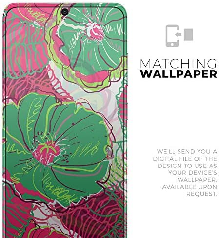Дизайн Skinz Ярко зелена и коралови Защитно vinyl стикер с цветен модел, Увита кожата, която е Съвместима с Samsung Galaxy