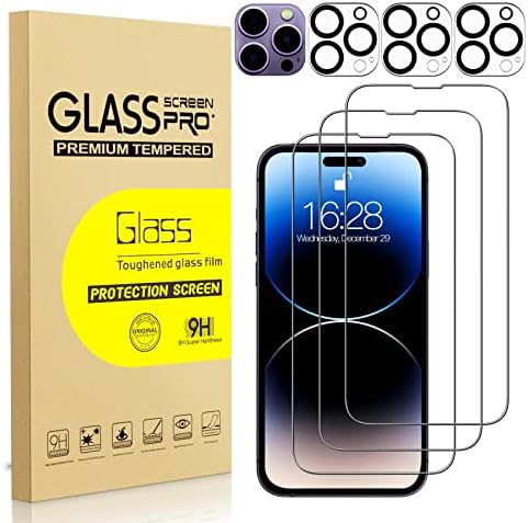 [3 + 3 опаковки] screen protectors Totexil за iPhone 14 Pro 6,1 инча със защита на обектива на камерата е закалено стъкло