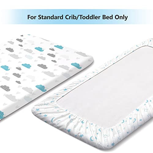 Комплект чаршафи за легла TILLYOU Fitted, 2 опаковки - Супер Меки Кърпи за малки деца, за стандартни легла и детски матраци,