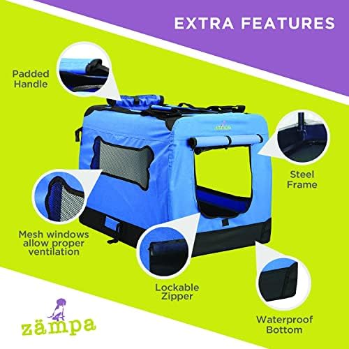 Zampa Dog Crates за големи кучета с Размери 40 x27x27 Переноска за домашни любимци | Преносими и Сгъваеми кутии за пътуване