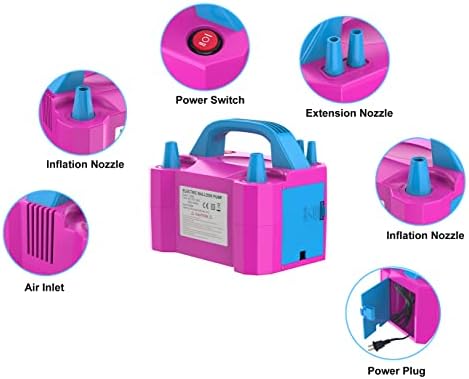 LANGXUN Преносими Електрически Помпа за балони с Висока Мощност, Две Дюзи за 110 600 Вт, Вентилатор, Електрическа Помпа за надувания Балони за партита, Аксесоари за Украса