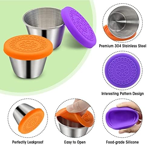ДЖАО 6 Опаковки, Малки Съдове за подправки на 2,4 унции, със Силиконови Капак, Малък Капацитет за Зареждане с гориво