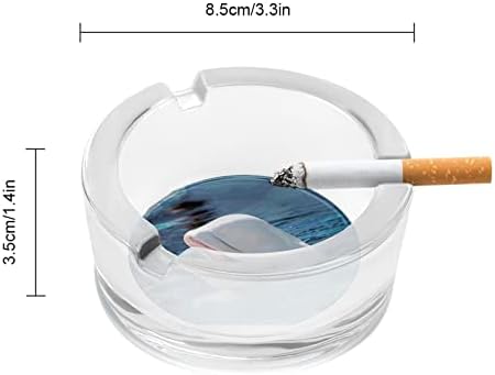 Стъклен Пепелник Моруна Кит за Цигари и Пури Класически Кръгли Пепелници от Прозрачен Кристал