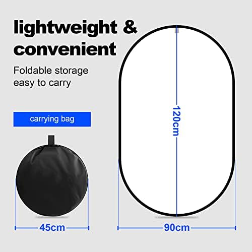 5-в-1 Овални Светлоотразители 35x48 инча (90x120 см) За фото студио, Портативен Сгъваем Комплект Светоотражателей за