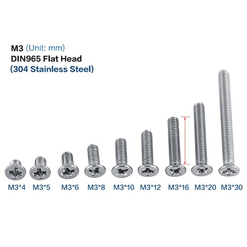 FTVOGUE 100шт М3 Винт С Тайния Глава От Неръждаема Стомана SS304 Машинен Винт С Болтовой Закопчалка 9 вида [M3 * 4],