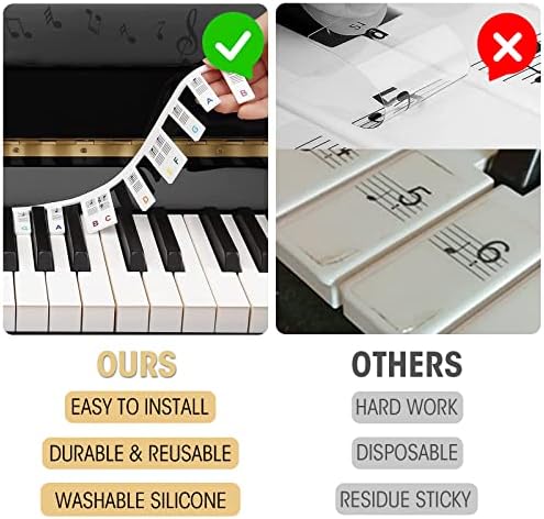Ръководство за Фортепианным бележките VELKPRO за начинаещи, Етикети за Бележки на клавиатурата на Пиано, Сменяеми Етикети за пиана, без лепило, за Многократна употреб?