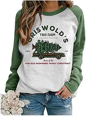 LANMERTREE Коледна Hoody за Жени Griswold Графичен Пуловер с Дълъг ръкав, Тениски, Hoody за Коледните Празници, Върхове