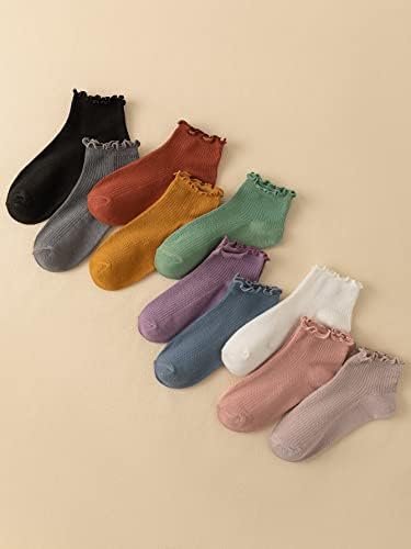 Дамски 10 Чифта Чорапи SHENHE с графичен Дизайн от Ребристого Фланелка За Бягане на Щиколотках