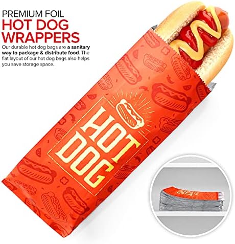 Запасете домашна обвивка за хот-дог (200 броя) - Ръкави за хот-дог от алуминиево фолио - Жиростойкие пакети за хот-дог