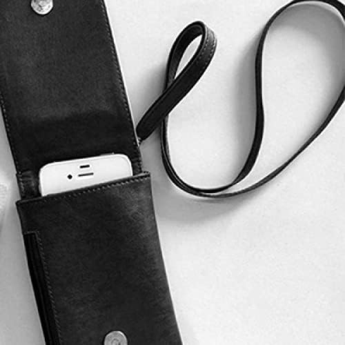 Син Бял s Art Телефон в Чантата си Портфейл Окачен Мобилен Калъф Черен Джоба