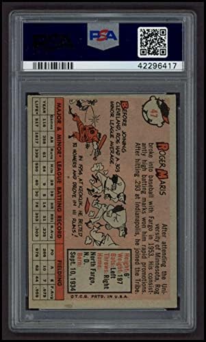 1958 Topps # 47 Роджър Maris Кливланд Индианс (Бейзболна картичка) PSA PSA 5,00 Индианс