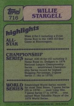Бейзболна картичка Топпса Уили Старджелла 1982 г. №716 (в действие)