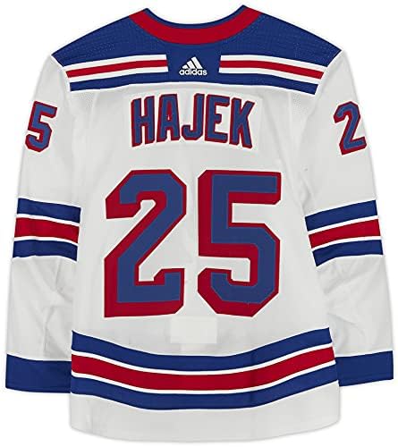 Либор Хайек Ню Йорк Рейнджърс -Използван майк № 25 бял сет 3, която Носеше По Време на игрите От 9 април до 8 май 2021 г. - Размер на 56 - Използваните тениски НХЛ