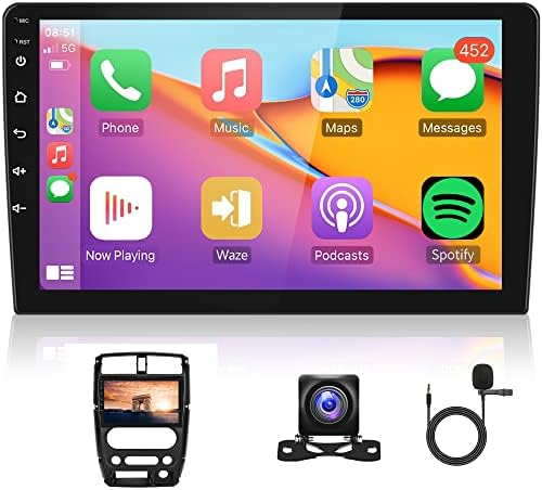 2G 32G Двоен Din Стерео Android Безжична Apple Carplay 9-Инчов Сензорен Авто Радио с Bluetooth GPS, WiFi, FM-радио +