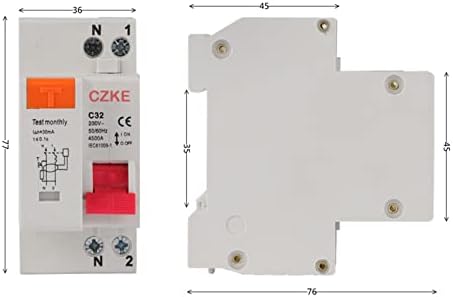 Автоматичен прекъсвач остатъчен ток SNKB 1P + N 230V MCB със защита от претоварване работен ток и късо съединение RCBO