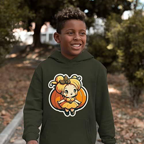 Детска hoody от порести руно с шарени Тикви - най-Добрата детска hoody с принтом - Kawaii Design Hoodie for Kids