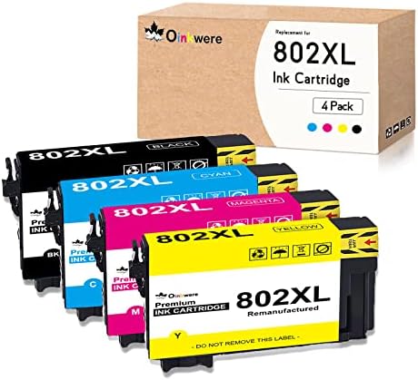 OINKWERE Рециклирани мастилницата 802XL за смяна на касети с мастило на Epson 802 T802XL T802 за използване с вашия принтер Workforce Pro WF-4740 WF-4730 WF-4720 WF-4734 EC-4020 EC-4030 (4 опаковки)