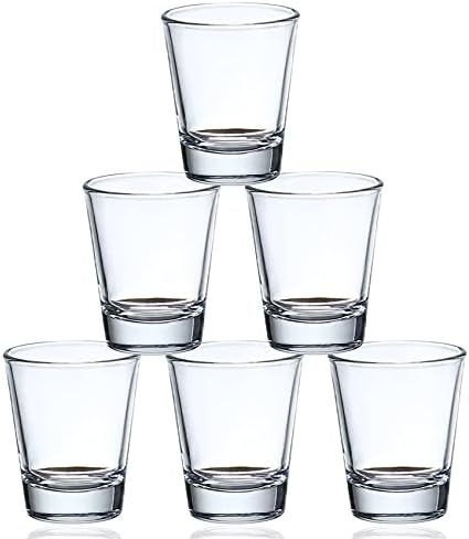 Набор от питиета NUYKOUY, чист, протираемые стъклени чашки, 1,5 унции, комплект от 6 прозрачни питиета