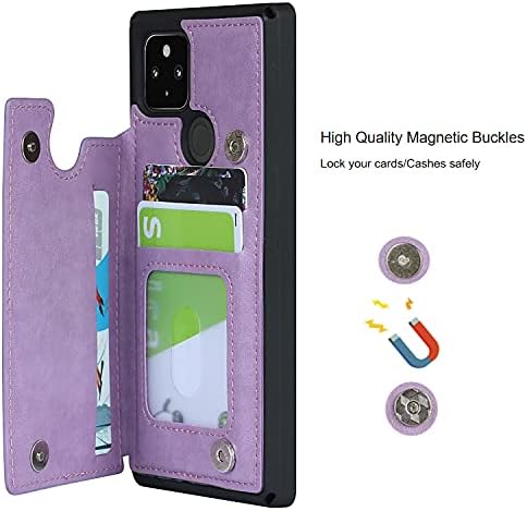 Чанта-портфейл Jaorty Pixel 5 с RFID-Блокирующим Държач за карти, Висококачествена Изкуствена Кожа, Двойна Магнитен Бутон,