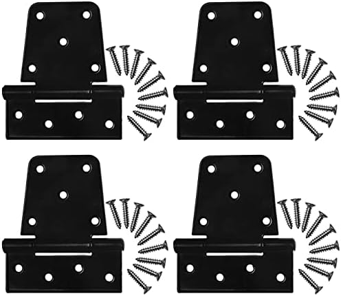 Заредете панти за порти (4 опаковки) – Черно желязо чай, Черни панти с 36 винтове от неръждаема стомана – Здрав, лесен