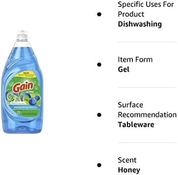 Течен сапун за миене на съдове Gain Ultra Bleach с аромат на мед-бери Хули - 38 течни унции (1 опаковка) - Опаковката