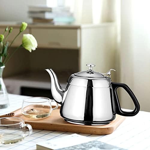CZDYUF Сребърен чайник за заваряване на чай от неръждаема стомана, филтър за заваряване на чай, Метален кафе машина,