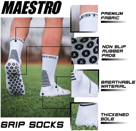 Чорапи Maestro Grip – Мини Чорапи за мъже и Жени – Нескользящие Чорапи за Футбол, Баскетбол, Хокей на лед