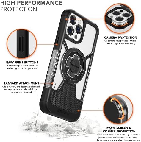 Rokform - Калъф за iPhone 13 Pro Max с кристали + Магнитна поставка за спортни пръстени и химикалка + Комплект протектори