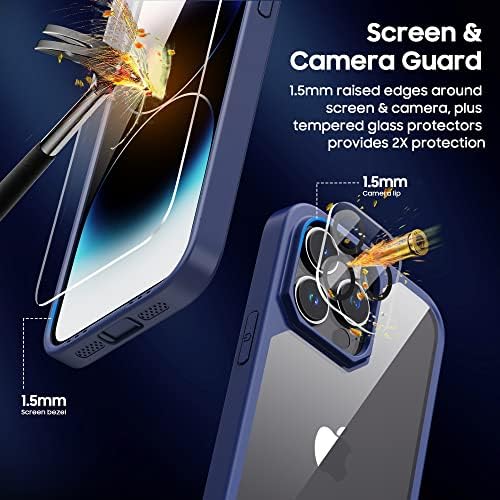 Калъф LEKEVO за iPhone 14 Pro Max, Меки Силиконови ръбове + Твърда Прозрачна делото, с Пылезащитным калъф, защита на