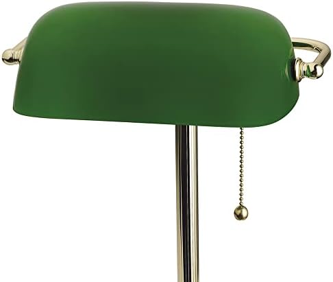 Catalina Lighting 13,5 Традиционна Настолна лампа за Банкерите със Стъклен Абажуром Зелен цвят
